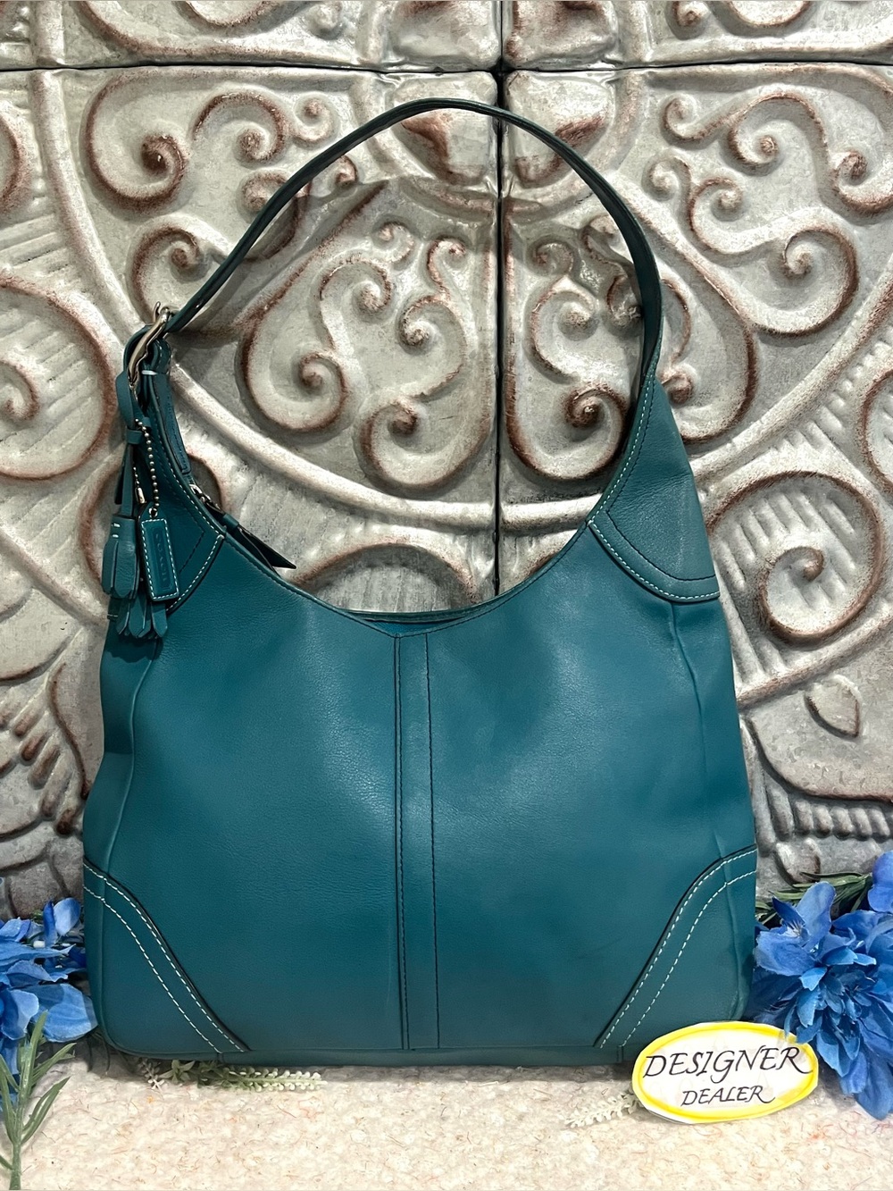 COACH Hamilton Teal Leather Hobo Shoulder Bag 10280